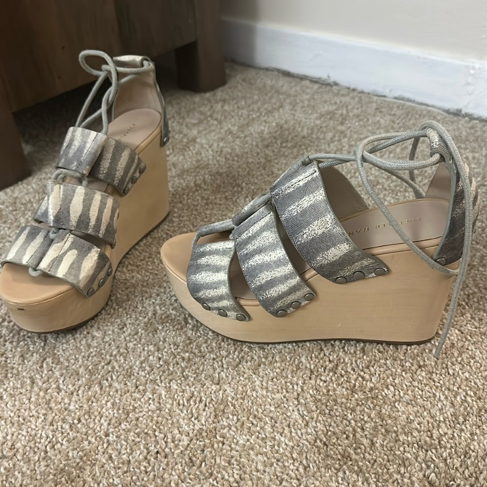 Loeffler Randall studded tie up wedges size 6 worn once